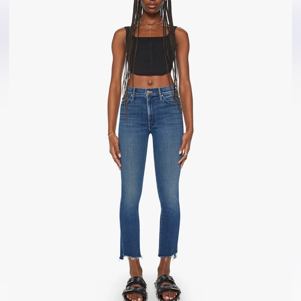Mother The Insider High Waist Step Frayed Hem Crop Jeans Size 25 Sake to me